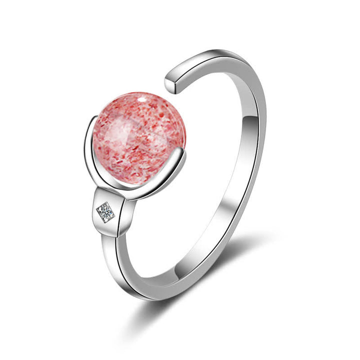 Buddha Stones Pink Crystal Soothing Rotation Ring - image 1
