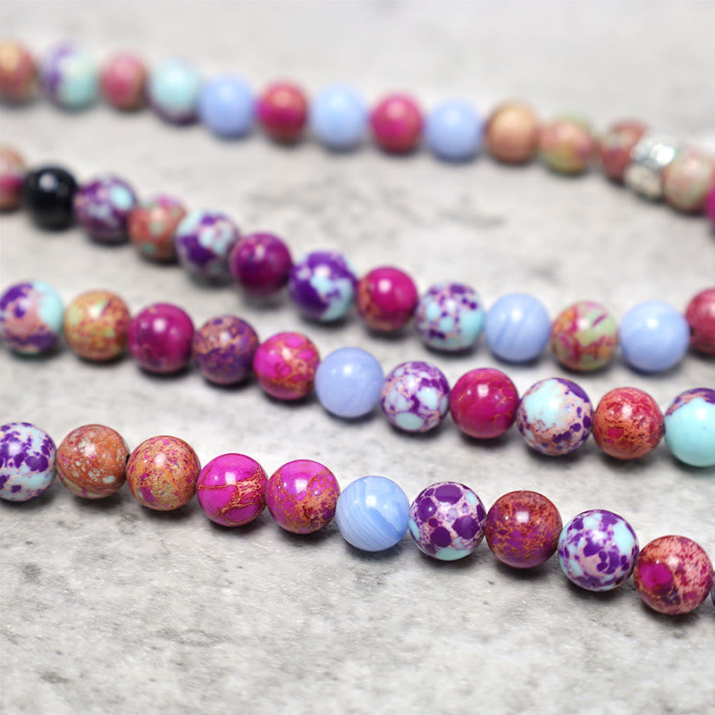 Buddha Stones Natural Purple Miano Real Stone Lotus Mala - image 6