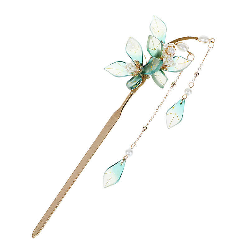 Flower Leaf Pearl Peace Tassel Hairpin - image 13