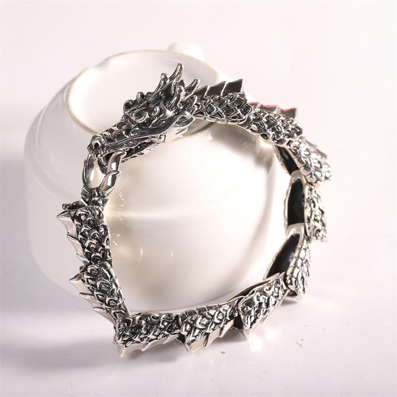 Buddha Stones 925 Sterling Silver Dragon Luck Success Bracelet Bangle - image 4