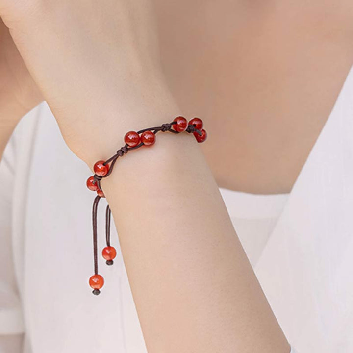 Buddha Stones Red Agate Moss Agate Cinnabar Calm Bracelet - image 3