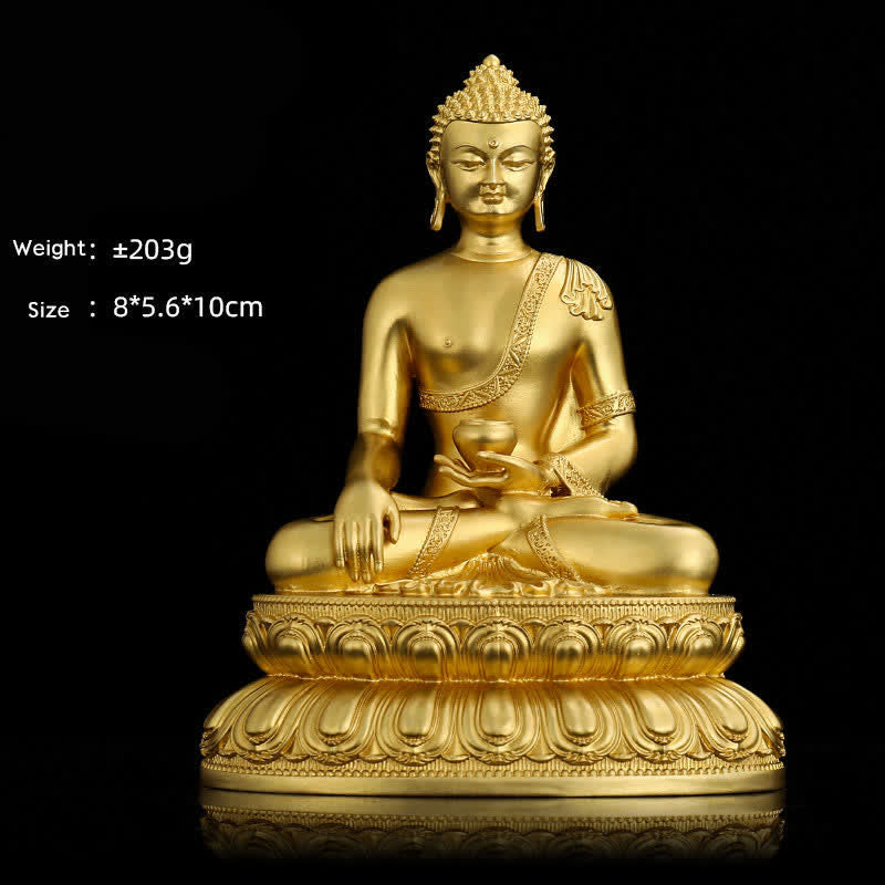 Buddha Stones Shakyamuni Amitabha Medicine Buddha Figurine Serenity Copper Statue Home Decoration - 10 cm Shakyamuni - image 1