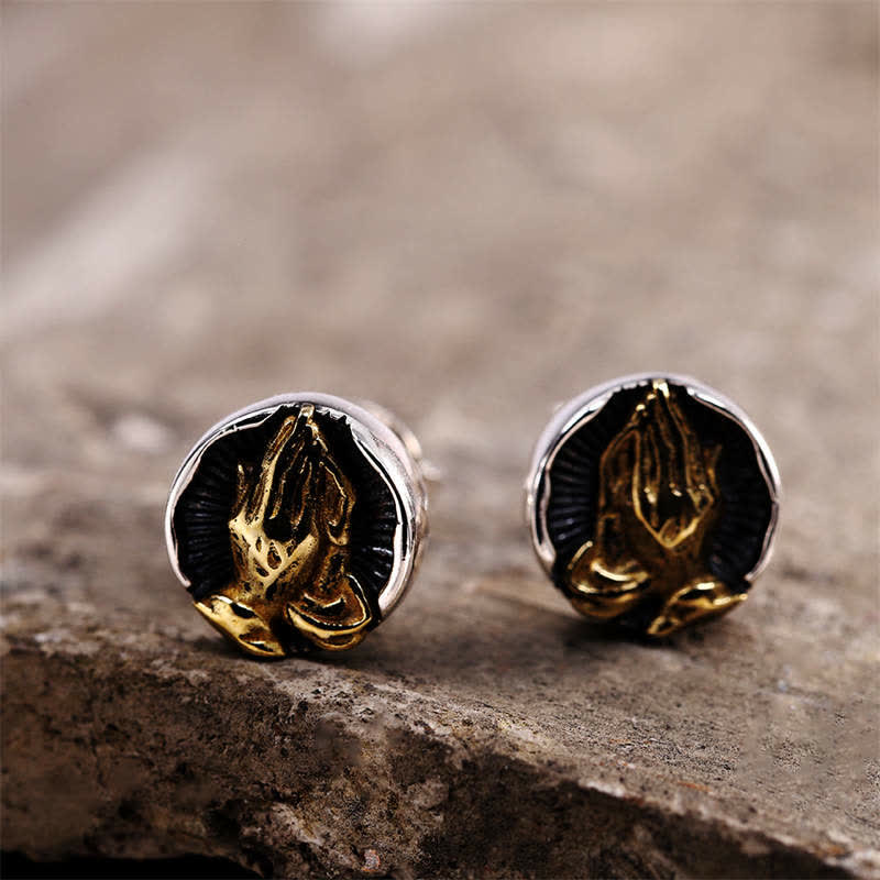 Buddha Stones 925 Sterling Silver Namaste Equality Stud Earrings - image 7