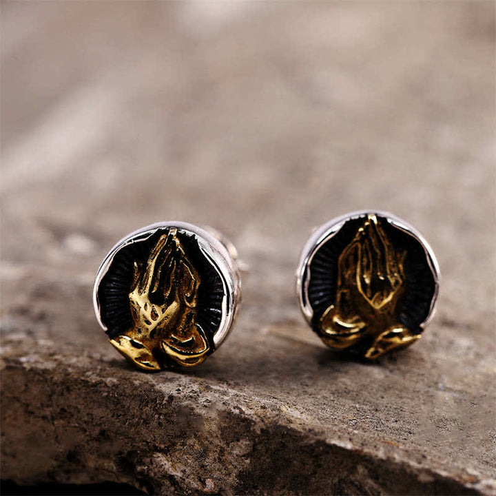 Buddha Stones 925 Sterling Silver Namaste Equality Stud Earrings - image 7