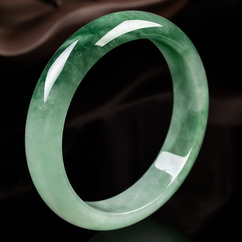 Buddha Stones Natural Jade Fortune Blessing Bangle Bracelet - 63-64mm - image 0