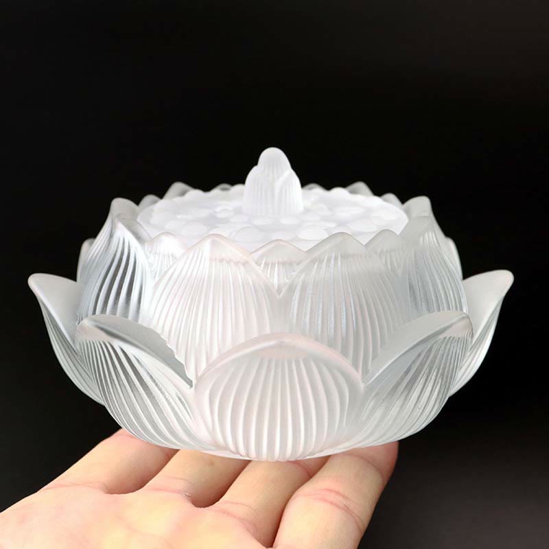 Buddha Stones Lotus Liuli Crystal Healing Meditation Incense Burner - White Lotus 11.5*6.7cm - image 3