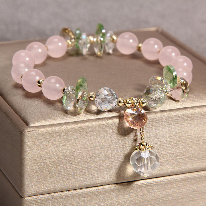 Buddha Stones Cat's Eye Pink Crystal Peace Charm Bracelet - image 2