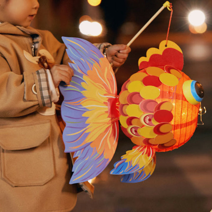 Buddha Stones DIY Good Luck Koi Fish Paper Lantern Lamp Mid-Autumn Festival Child Kids Lantern Decoration - image 14