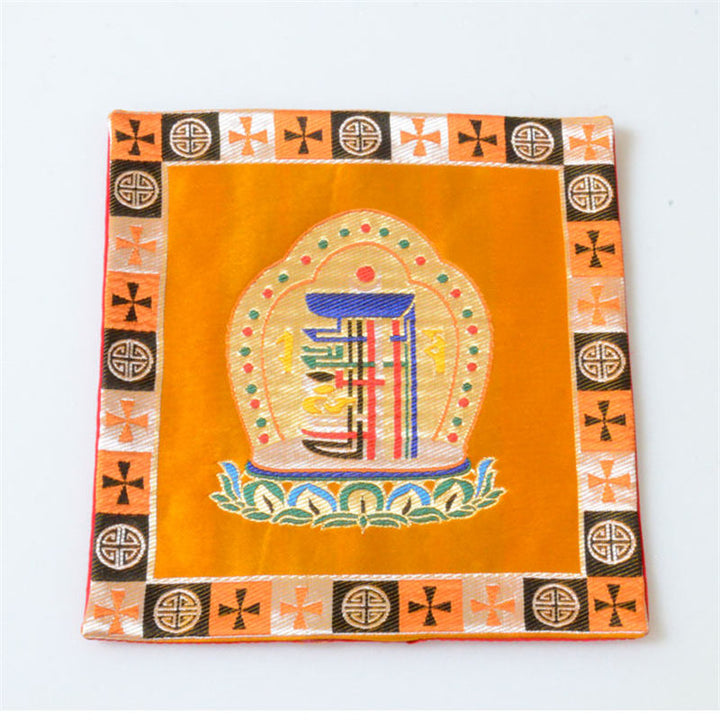 Prayer Altar Mat Man-Bcu Kalachakra Healing Meditation Jacquard Mat - Orange - image 7