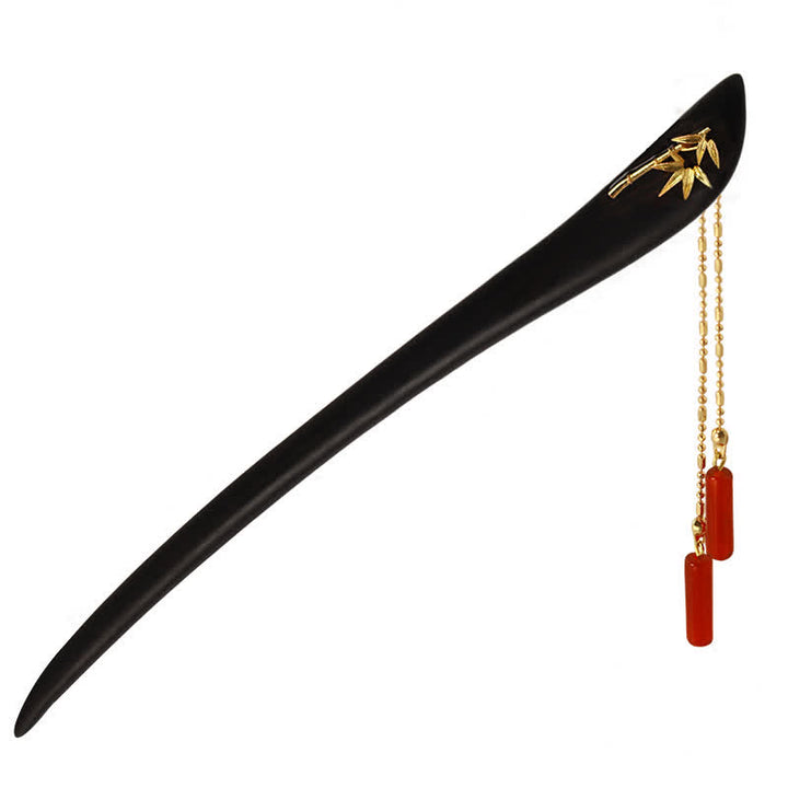 Red Agate Ebony Wood Confidence Tassel Hairpin - image 7
