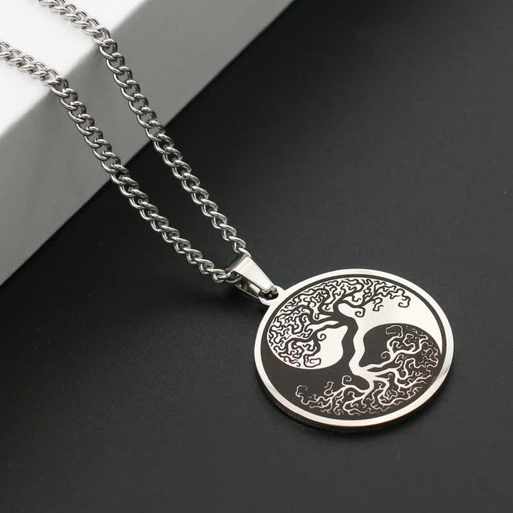 Buddha Stones The Tree of Life Titanium Steel Connection Necklace Pendant - image 5
