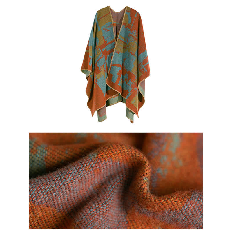 Buddha Stones Tibetan Orange Shawl Warm Cloak Scarf - image 14