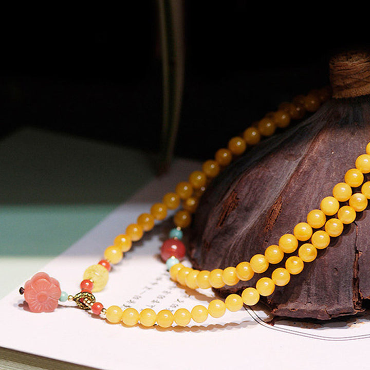 Amber Healing Balance Necklace Flower Charm Bracelet - image 3