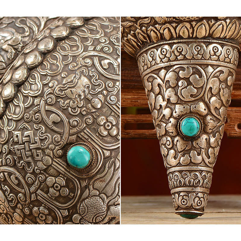 Buddha Stones Tibetan Handmade Natural Shankha Engraved Eight Auspicious Symbols Conch Shell Lucky Home Decoration - image 7