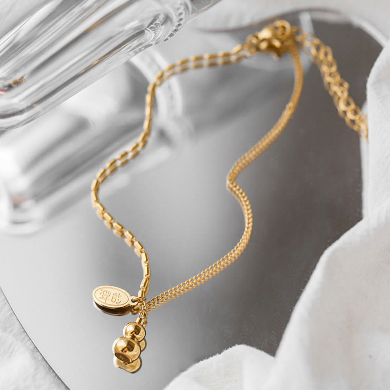 Buddha Stones 18k Gold Plated Copper Lucky Gourd Design Wealth Buckle Anklet - image 5