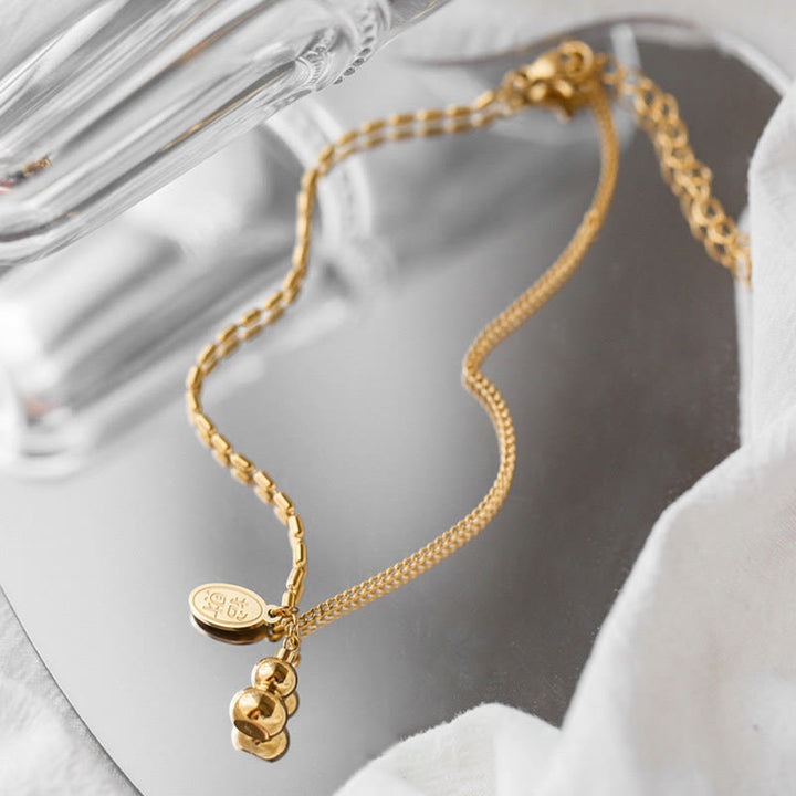 Buddha Stones 18k Gold Plated Copper Lucky Gourd Design Wealth Buckle Anklet - image 5