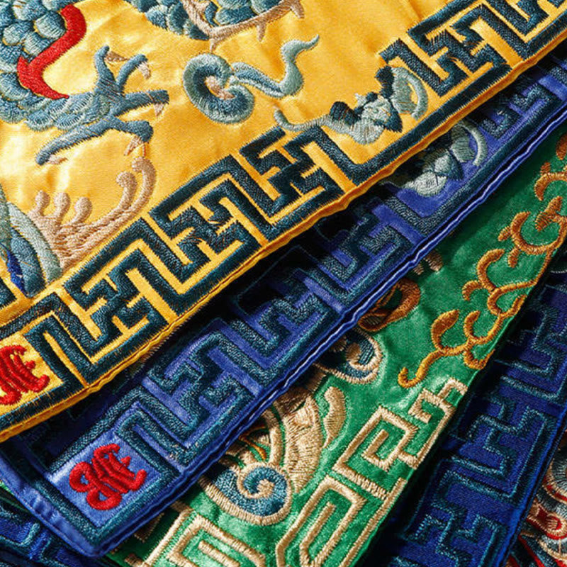 Buddha Stones Crane Phoenix Dragon Kirin Embroidered Cup Mat Pad Tea Cup Coaster Square Kung Fu Tea Mat - image 4