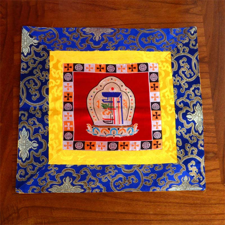 Prayer Altar Mat Meditation Strength Endless Knot Vajra Man-Bcu Kalachakra Auspicious Symbols - Man-Bcu Kalachakra - Red - image 21