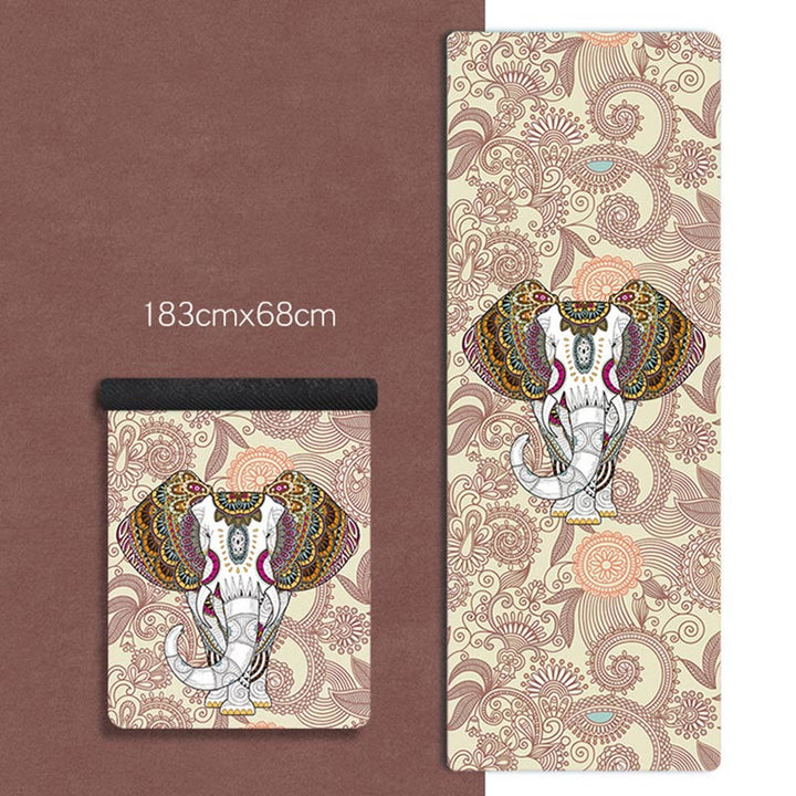 Buddha Stones Tibetan Mandala Elephant Lotus Koi Fish Mindful Natural Rubber Yoga Mat Decoration - Beige Elephant - image 2
