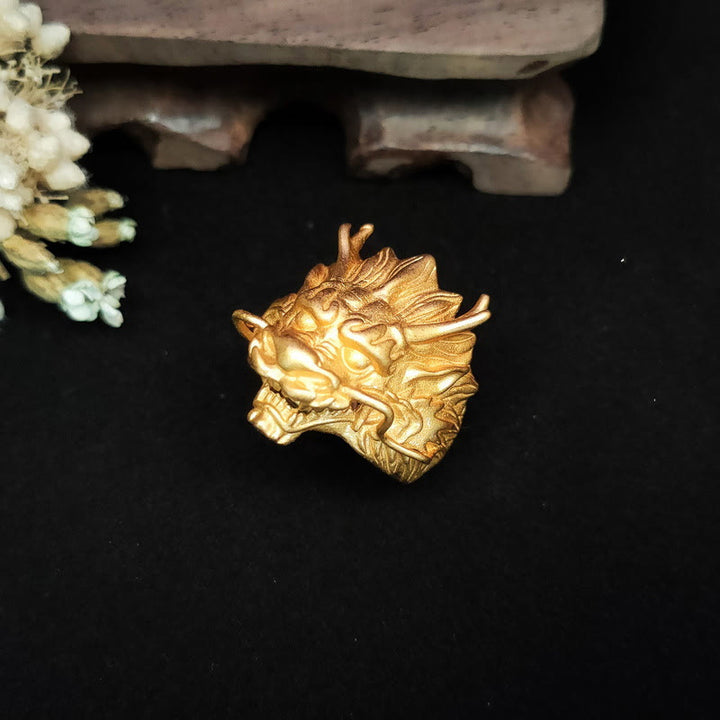 Buddha Stones Golden Dragon Luck Protection Ring - image 5