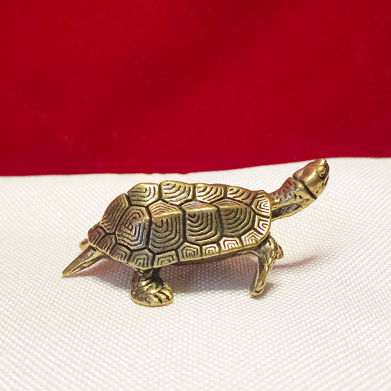 Buddha Stones Mini Small Frog Turtle Koi Fish Snail Crab Copper Wealth Home Decoration - Longevity Turtle - image 12