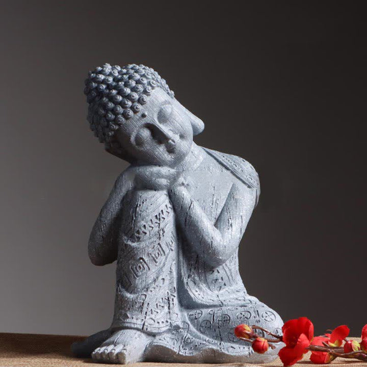 Buddha Stones Tibetan Meditating Buddha Serenity Resin Statue Decoration - Gray - image 8