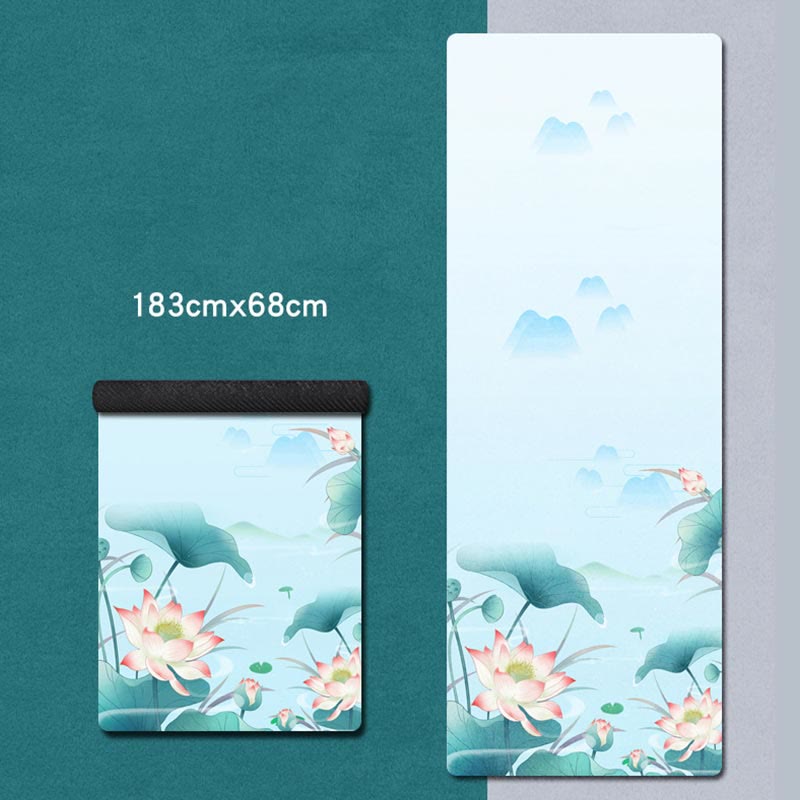 Buddha Stones Tibetan Mandala Elephant Lotus Koi Fish Mindful Natural Rubber Yoga Mat Decoration - Green Lotus - image 11