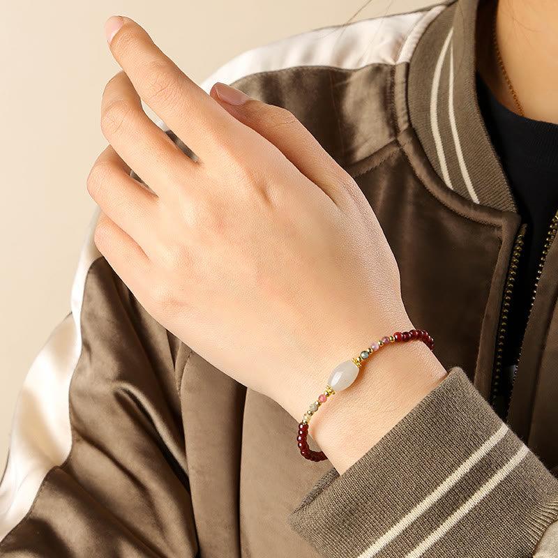 Buddha Stones Garnet Jade Tourmaline Bead Passion Bracelet - image 3