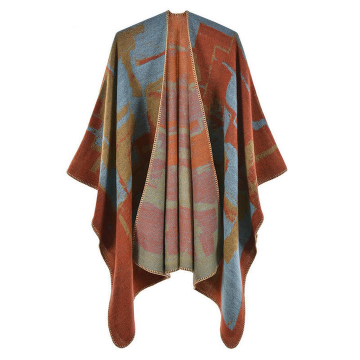 Buddha Stones Tibetan Orange Shawl Warm Cloak Scarf - image 16