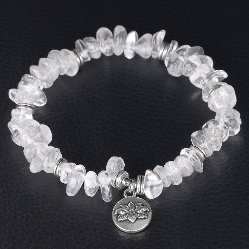 Buddha Stones Natural White Crystal Lotus Healing Bracelet - image 1