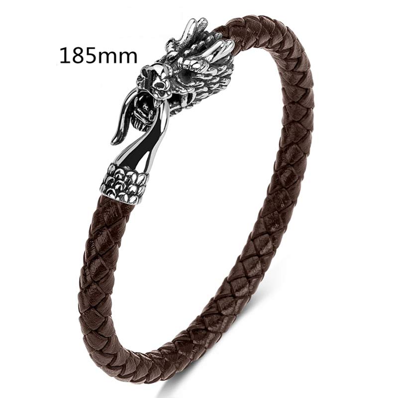 Buddha Stones Dragon Titanium Steel Protection Luck Bracelet - Brown - 185mm - image 22