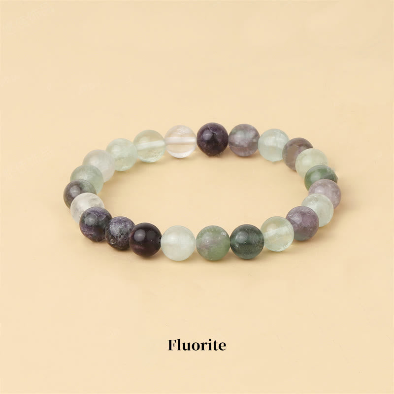 Buddha Stones Natural Stone Quartz Healing Beads Bracelet - 8mm - Fluorite - image 40