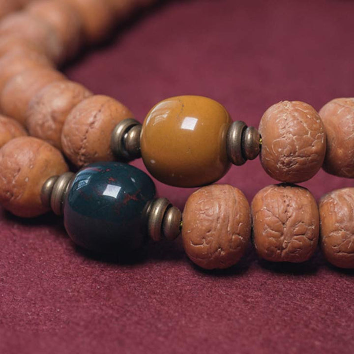 Buddha Stones 108 Mala Beads Bodhi Seed Dzi Bead Peace Tassel Bracelet - image 8