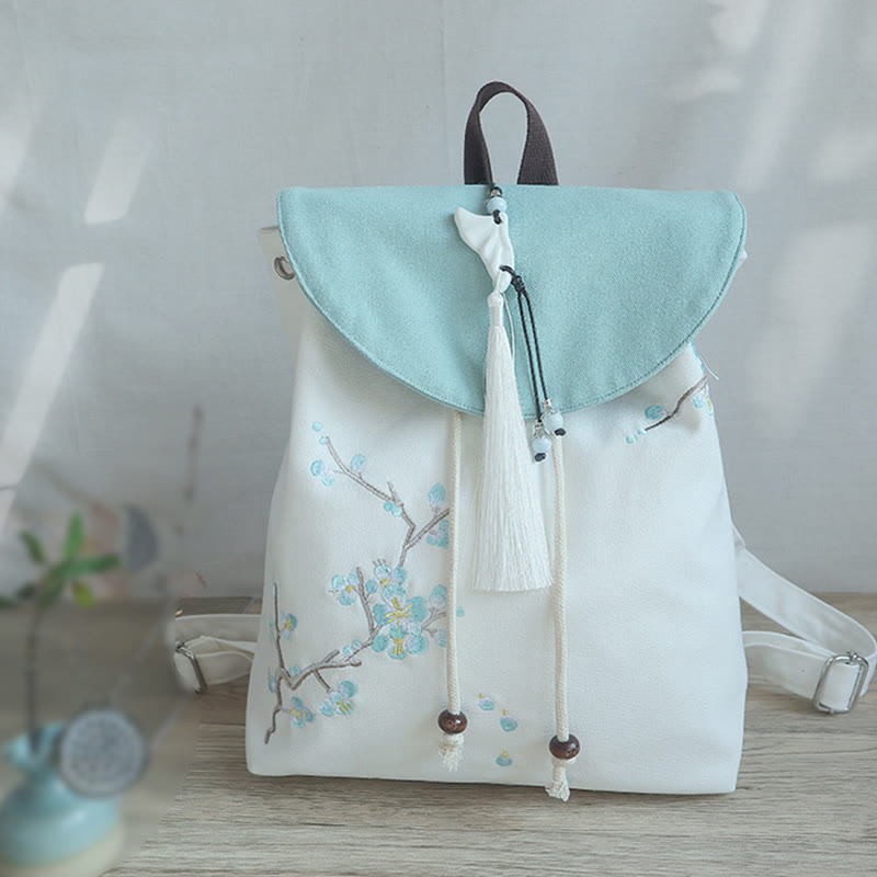 Buddha Stones Handmade Embroidered Large Capacity Canvas Backpack - image 18