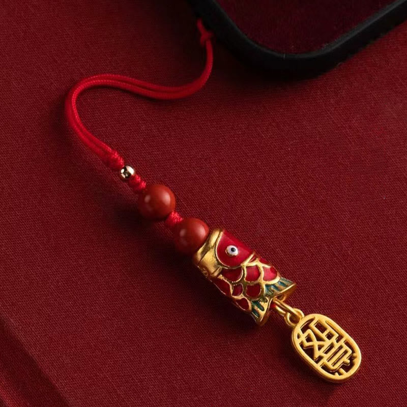 Buddha Stones Koi Fish Cinnabar Attracting Wealth Wish Ruyi Charm Luck Phone Hanging Decoration - image 26