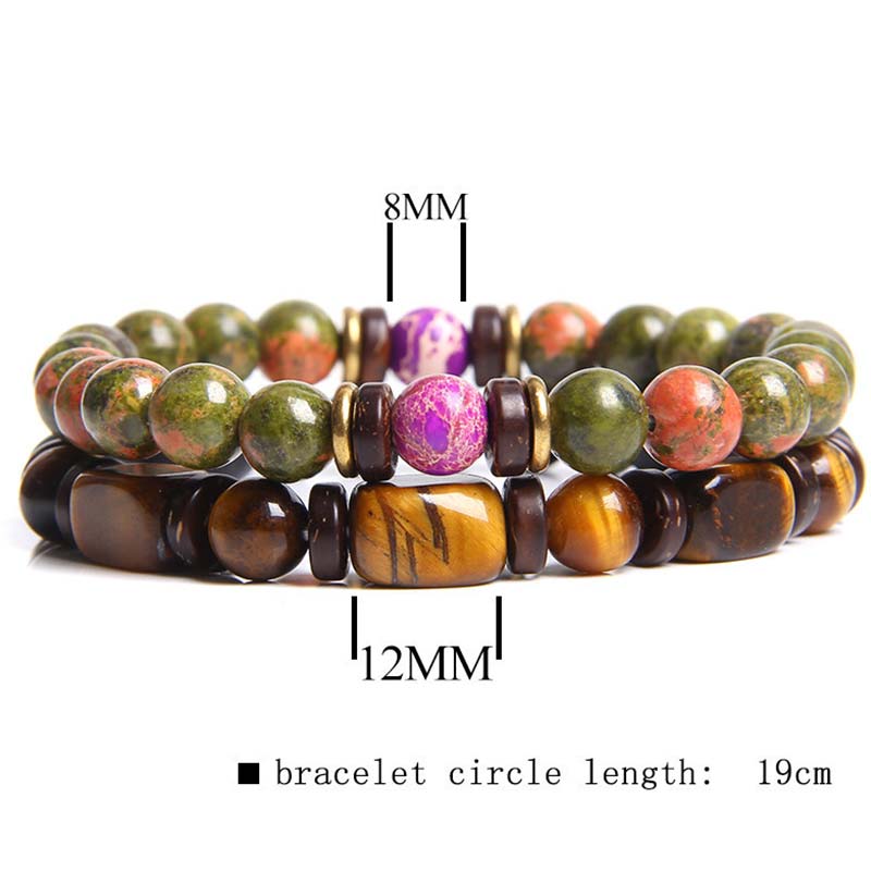 Buddha Stones 2PCS Healing Crystal Emperor Stone Tiger Eye Bead Bracelet - image 14