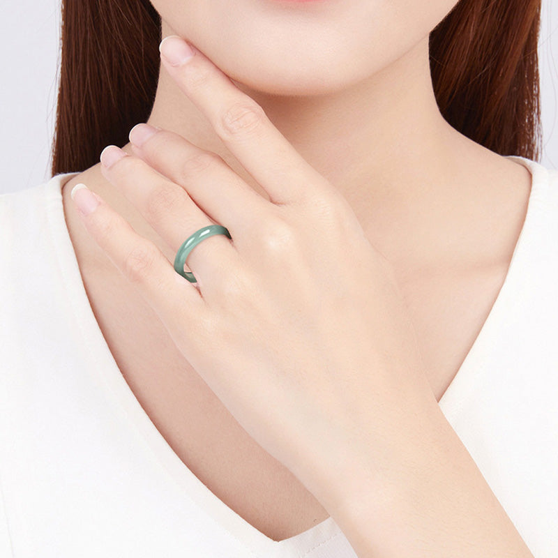 Buddha Stones Natural Jade Prosperity Protection Ring - image 2