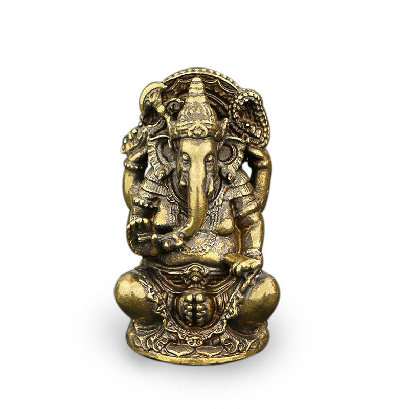 Buddha Stones Ganesh Ganpati Elephant Statue Wealth Home Decor - Copper - image 0