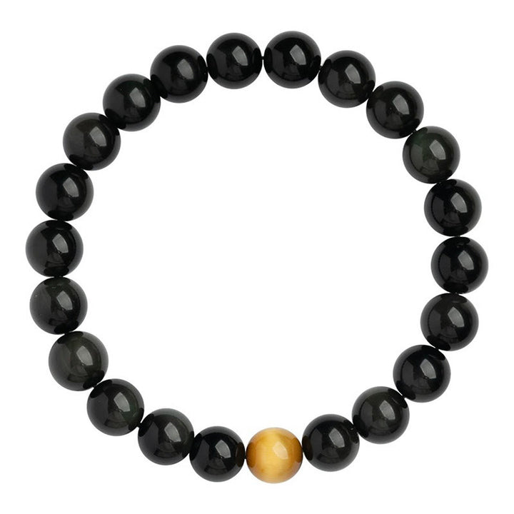 Buddha Stones Natural Rainbow Obsidian Tiger Eye Positive Love Bracelet - image 19