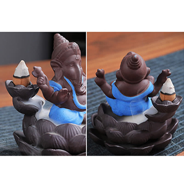 Ganesh Elephant Purple Clay Backflow Smoke Fountain Protection Incense Burner - image 7