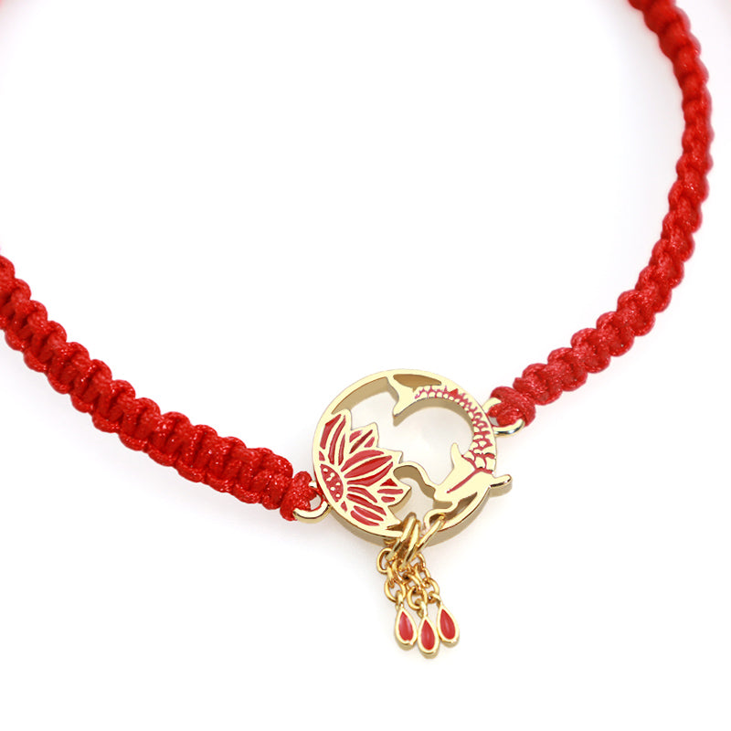 Buddha Stones Tibetan Handmade Lotus Koi Fish Lucky Red String Bracelet - image 6
