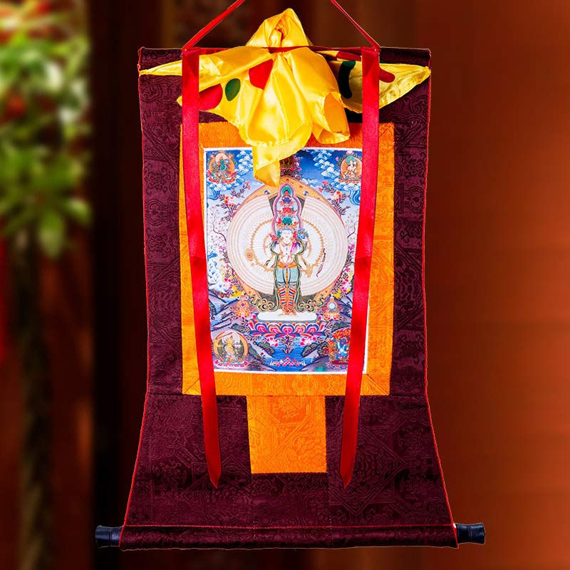 Buddha Stones Tibetan Thousand-handed Avalokitesvara Framed Thangka Blessing Decoration - image 2
