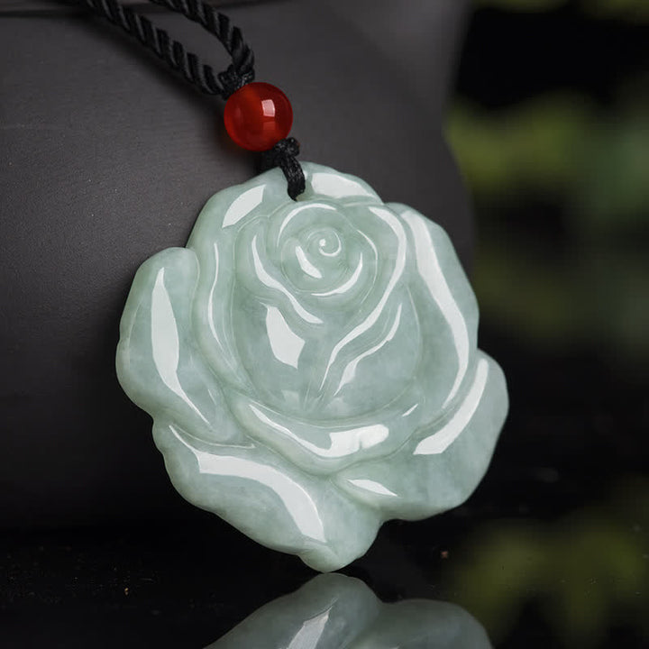 Buddha Stones Lotus Pattern Jade Abundance Prosperity Necklace String Pendant - Jade - image 0