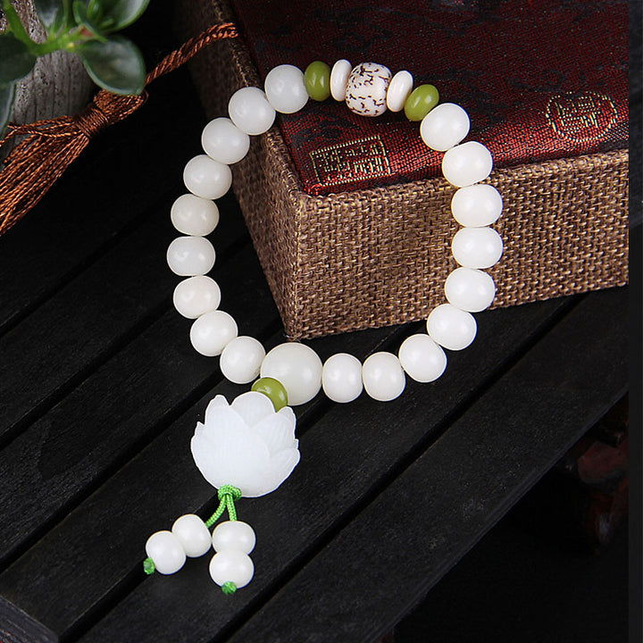 Buddha Stones Lotus Natural White Bodhi Seed Luck Bracelet - image 2
