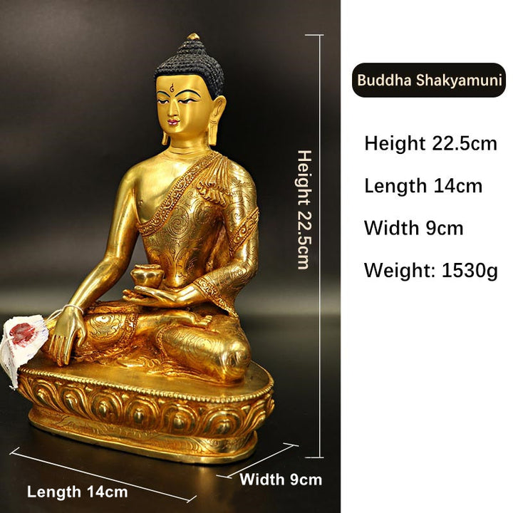 Buddha Stones Buddha Shakyamuni Medicine Buddha Compassion Copper Gold Plated Statue Decoration - Buddha Shakyamuni - image 4