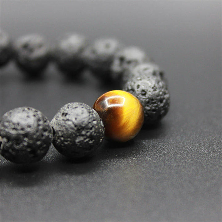 Buddha Stones Lava Rock Tiger Eye Stone Peace Healing Bracelet - image 9