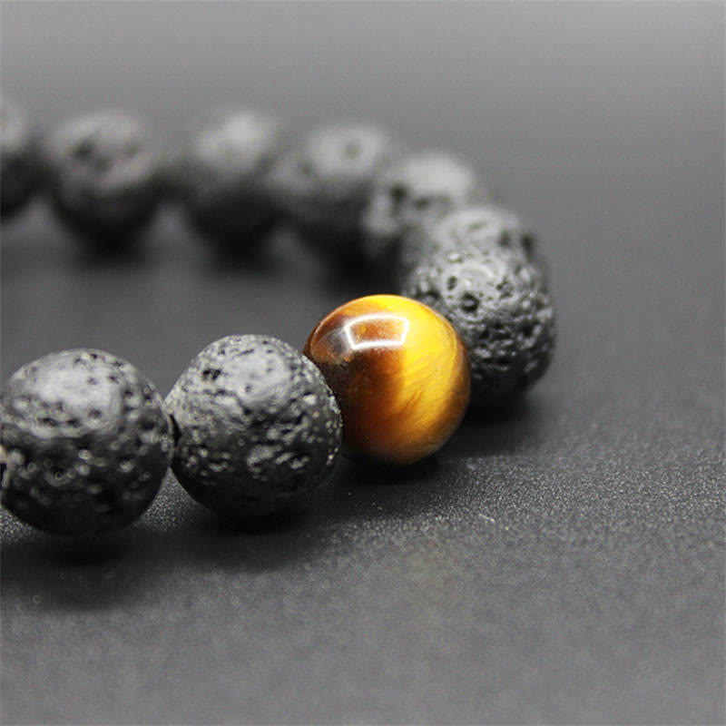 Buddha Stones Lava Rock Tiger Eye Stone Peace Healing Bracelet - image 2