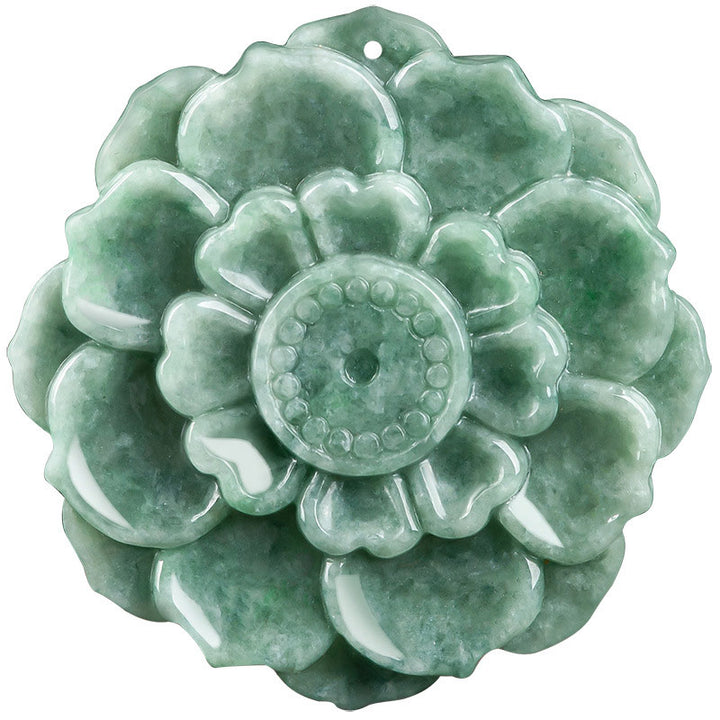 Buddha Stones Lotus Pattern Jade Luck Prosperity Necklace Pendant - image 8