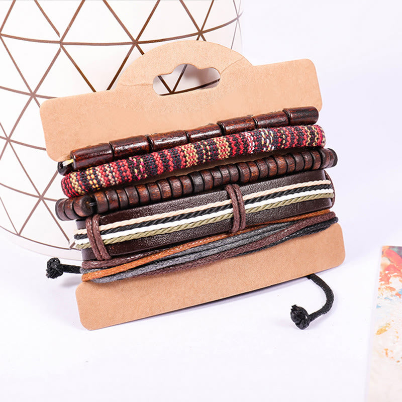 Buddha Stones Wrap Hemp Cords Wood Beads Leather Bracelet - image 6