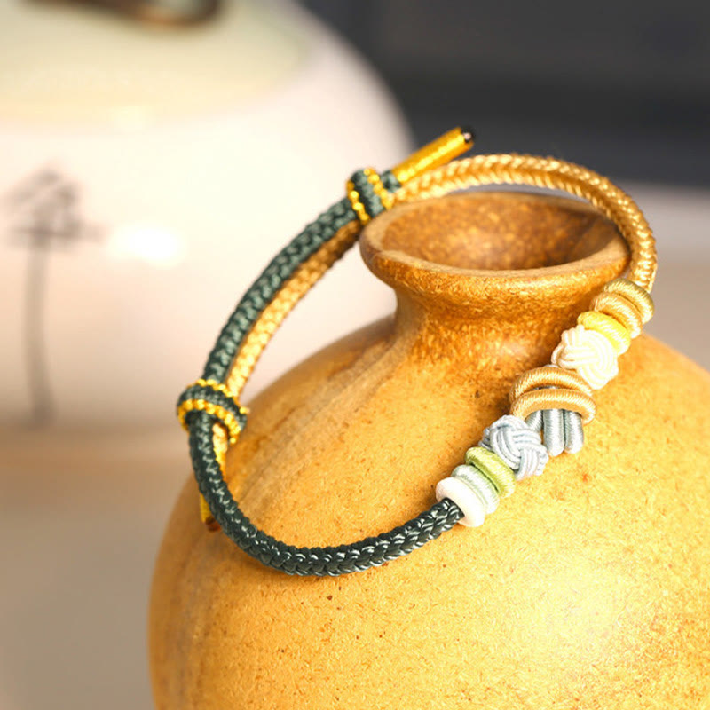 Buddha Stones Two-Color Rope Handcrafted Eight Thread Peace Knot Luck Connection Bracelet - image 8